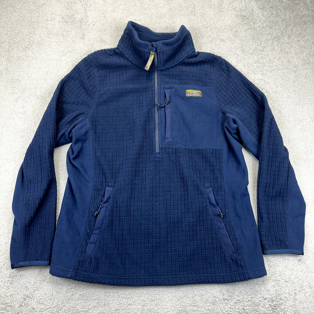 LL Bean Mountain Classic Windproof Fleece 1/4 Zip Jacket Womens L Blue Gorpcore